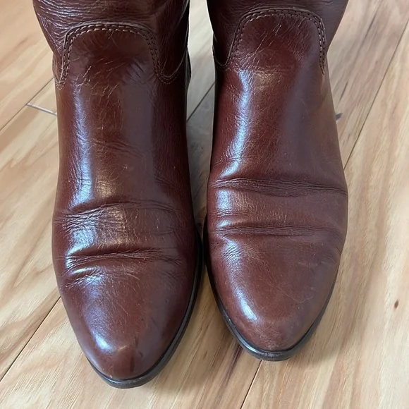 Vintage Nine West Q-Louisa 2 Brown Leather Flat Riding Boots Women’s Size 7.5 - Picture 6 of 14